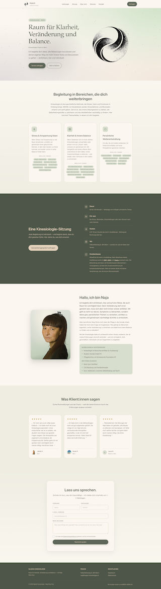 Screenshot der Webseite Najesh Kinesiologie