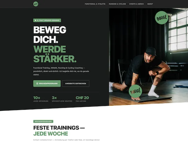 Website für ein Coaching- und Bewegungsstudio in Bern: Startseite von Bougé